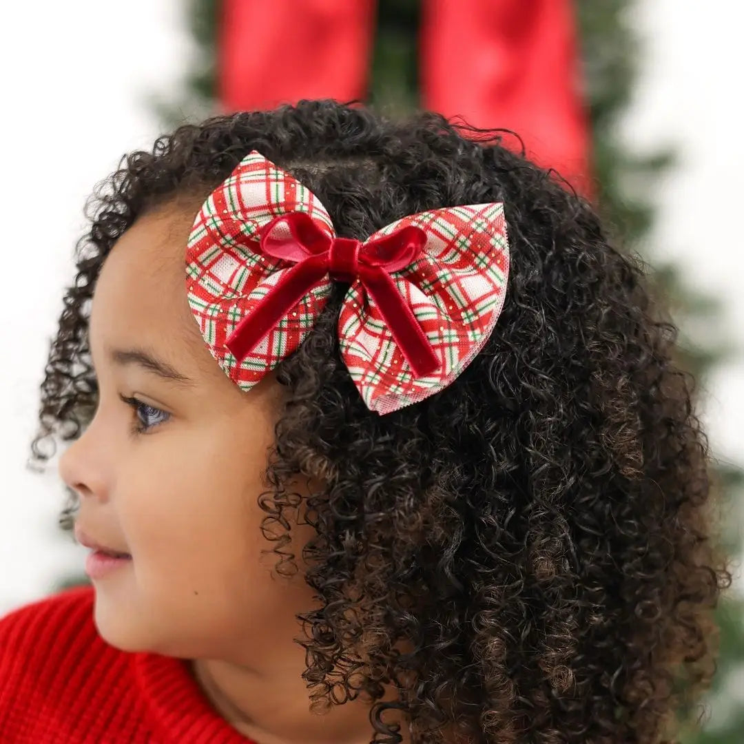 Christmas Plaid Bow Clip