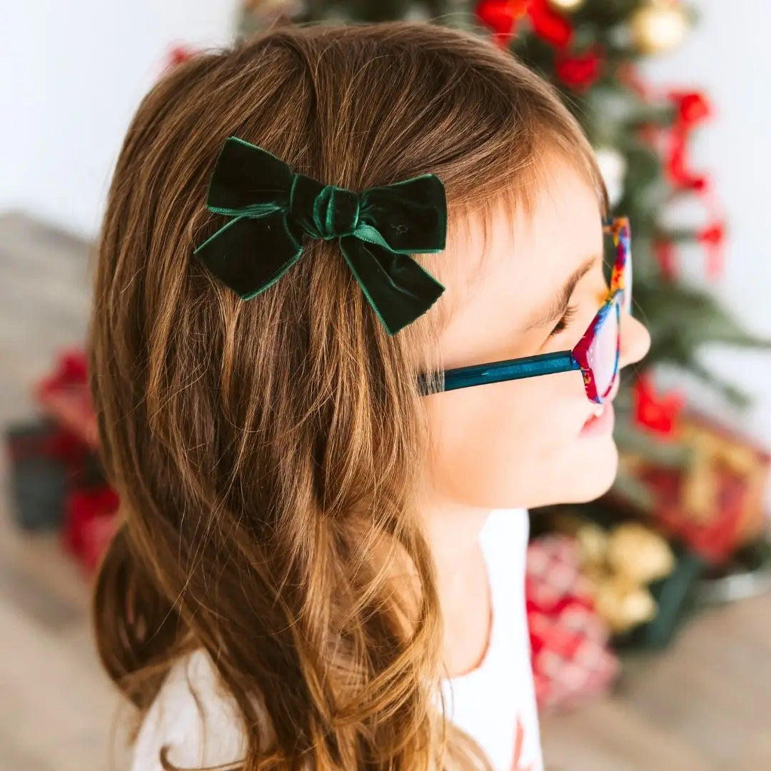Emerald Green Velvet Bow