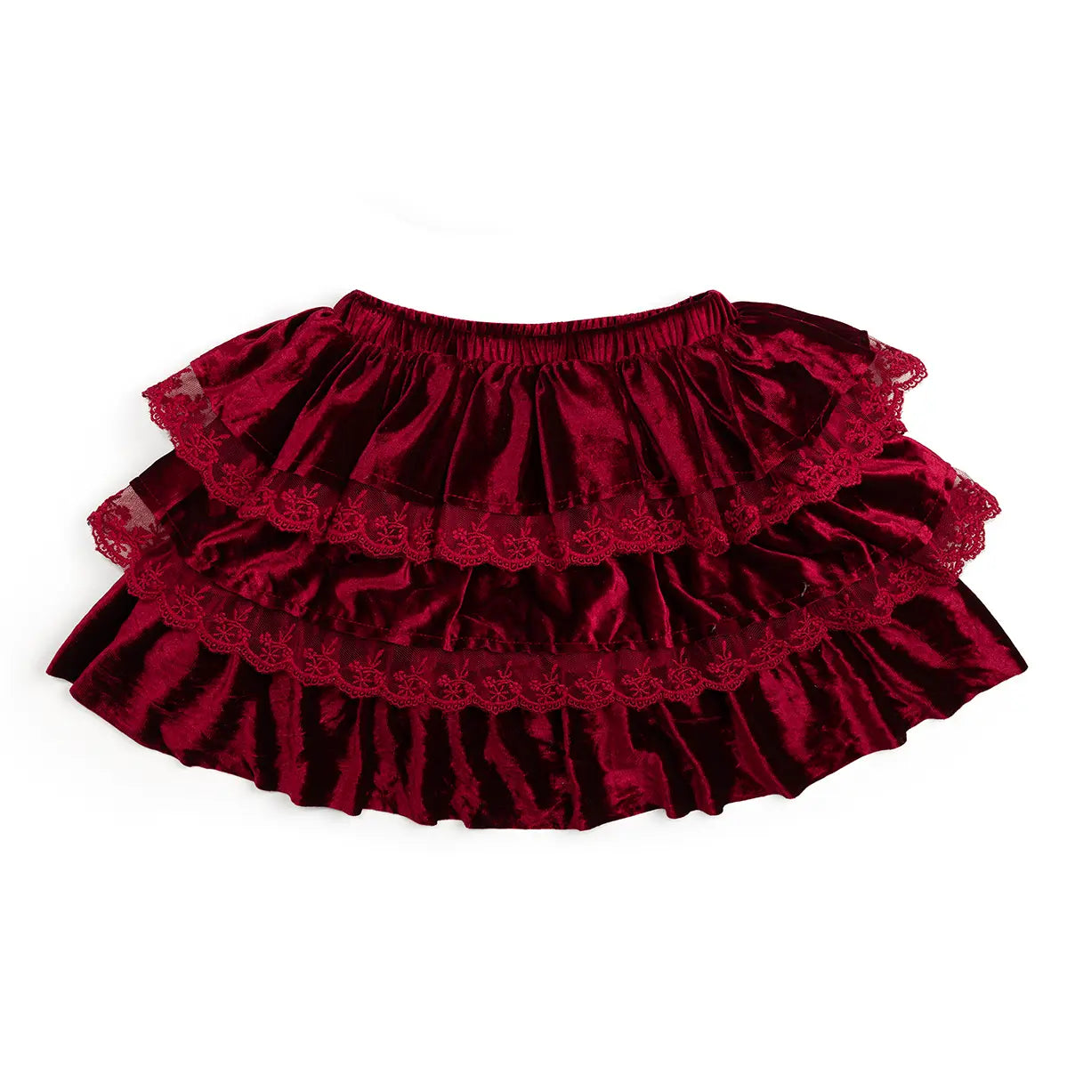 Ruby Red Velvet Tiered Skirt