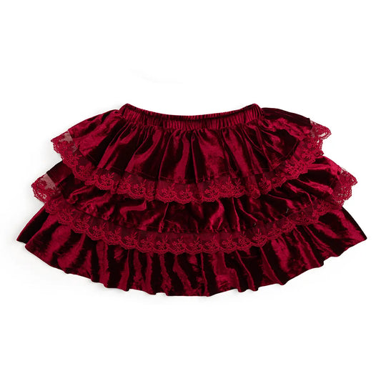 Ruby Red Velvet Tiered Skirt